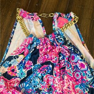 Lily Pulitzer Colorful Floral Dress with Gold Chain Straps
